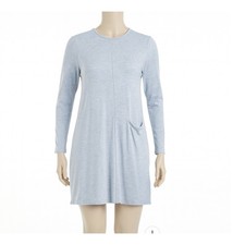 Pure Jill Luxe Tencel Dress Womens Large Heather Blue Long Sleeve Pocket Casual