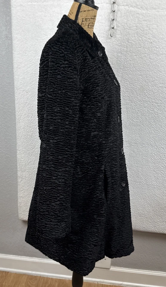 Style & Co Black Faux Fur Persian Lamb Women's Large Mob Wife Glam Y2K - Image 4 of 4