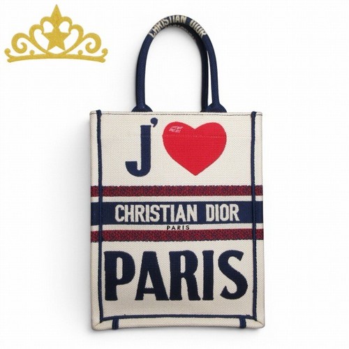  Christian Dior Book Tote Vertical I Love Paris Handbag Canvas Whit