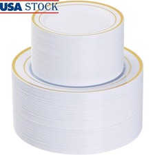 Sturdy BPA Free Disposable Plastic Plates Heavy Duty Party Plates 200 Pack New