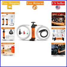 Multi-Use Manual Fuel Transfer Pump Kit for Gas, Oil, Water, 9.9" Orange