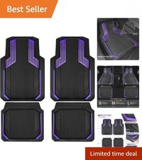 Universal Waterproof All-weather Car Mats 4-piece Set In Black And Purple