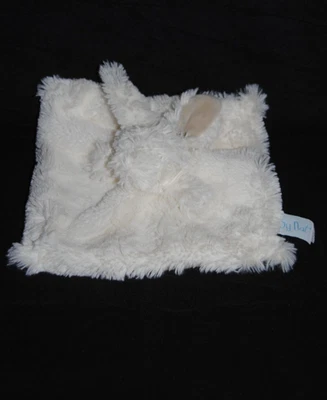 🍀Doudou Plat Lapin Blanc Beige Mouchoir BABYNAT BABY NAT BN051 Les Flocons - Photo 1/2