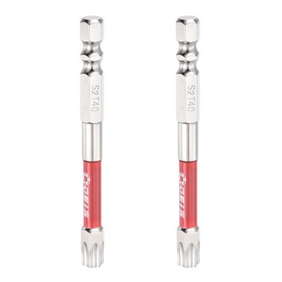 2pcs TT40 Torx Head Screwdriver Bit 1/4'' Hex Shank 3'' Magnetic with Hole Tip