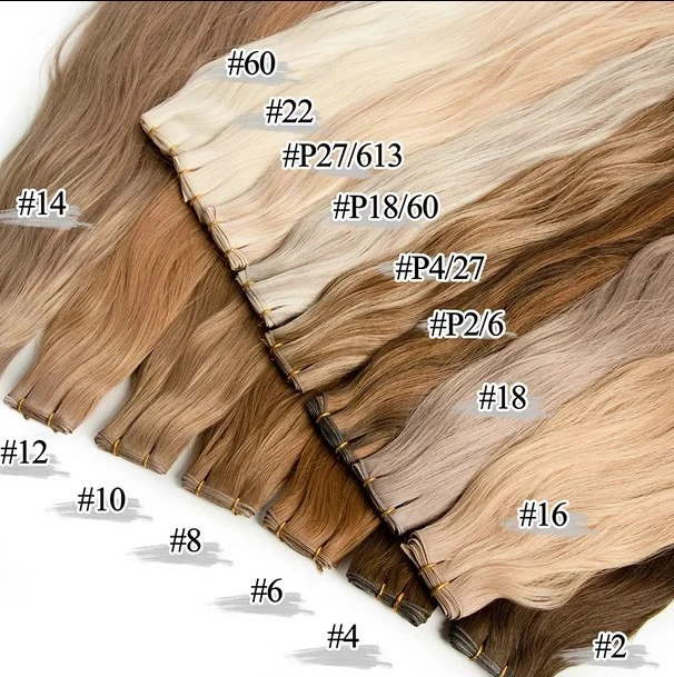 Extensiones de cabello humano 100 % Remy trama natural recta Genius trama atada a mano 100 g Foto 4 de 4