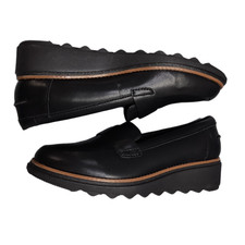 Clarks Collection Sharon Gracie Penny Loafers Womens 6.5M Black Comfort Slip On