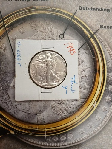 Silver 90% 1945 P  Walking Liberty Half Dollar AU/BU coin   T-176