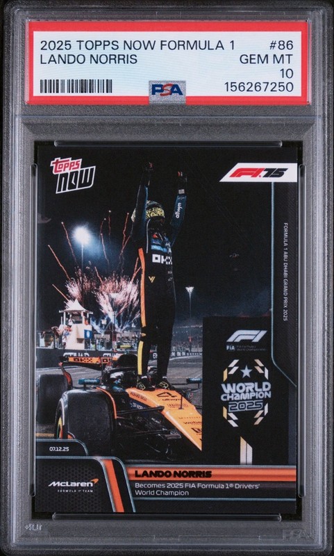 2025 Topps Now Formula 1 - Lando Norris #086 World Champion PSA 10 Gem Mint 💎