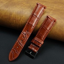 Brown Crocodile Watch Band Real Leather Watch Strap Black Buckle Quick Release