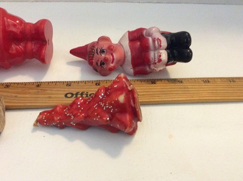 4 DE COLECCIÓN NAVIDAD PLÁSTICO SANTA CANDY SOPORTE GOMA ELFO ARRODILLADOR GURLEY VELAS - Imagen 9 de 12