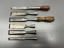 (i) VINTAGE 6PC SOCKET CHISEL SET - RED DIAMOND, WITHERBY, BUCK, SUPREME
