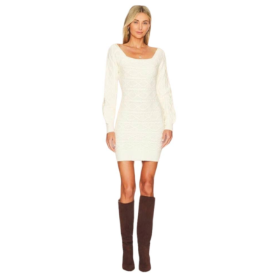 MORE TO COME Simone Cable Knit Dress In Cream Women's Size L NWOT | eBay
