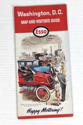 1964 Esso Washinton DC Vintage Road Map & guide Smithsonian Institution on Cover