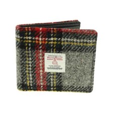 Glen Appin Grey Red Yellow Tartan Check Harris Tweed Mens Gents Mull Wallet
