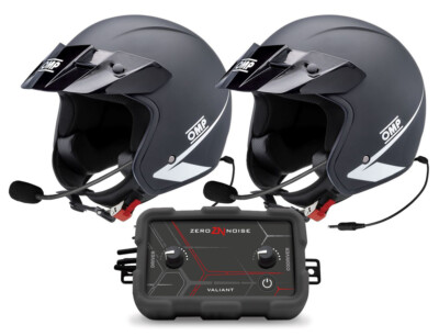 OMP 2 Person Open Helmet Star-J ECE 22.06 + Intercom Zeronoise Set Black Color