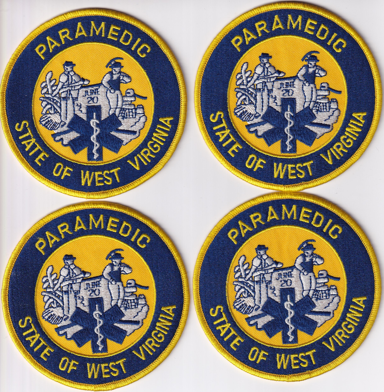 4 State of West Virginia PARAMEDIC patches WV EMS