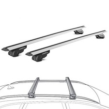 Aerodynamic Roof Rack Wing Bars Silver, Fits Jaguar X Type Estate 2003 to 2009