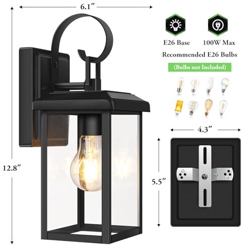2 Pack Outdoor Exterior Porch Light Sconce Lantern Garage Wall Lighting - Picture 6 of 7