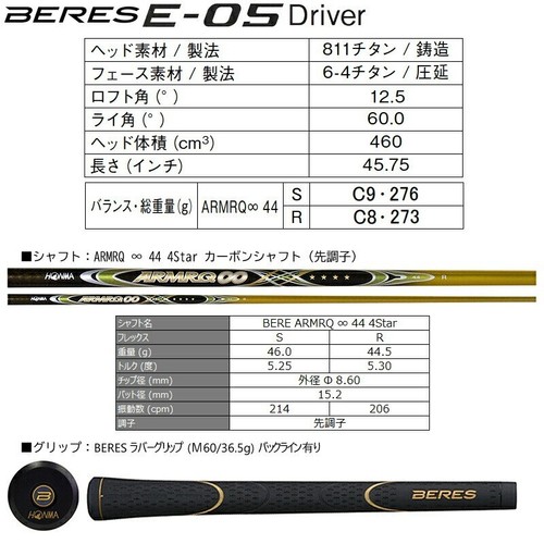 MINT Golf Driver HONMA Beres E-05 ARMRQ ∞ 44(R) 4Star 12.5 45.75inch for Senior - Picture 13 of 13