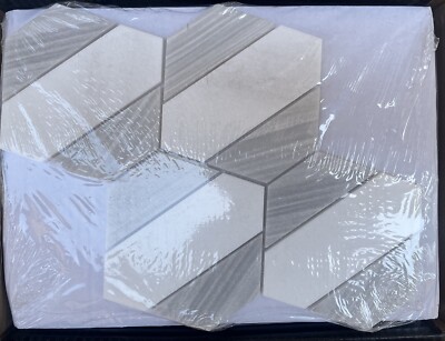 Lot Of 12 Pack HEXAGON Jeffrey Court Cravat Marble Mosaic Tile 0.518 Sq. ft. Per