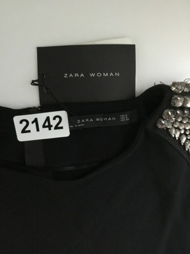 Zara Dress Womens Small Black Rhinestones Studded Long Sleeve Casual - Picture 9 of 9