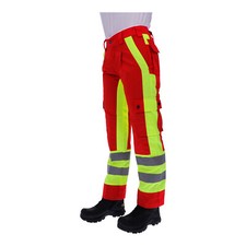 Einsatzhose Rettungsdienst rot/leuchtgelb - Reflex silber (Mischgewebe)