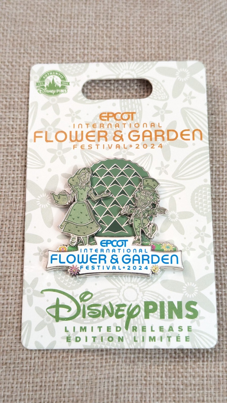 Disney Parks Epcot Flower & Garden Festival 2024 Alice In Wonderland Topiary Pin