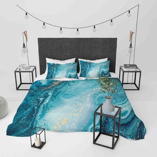 Copripiumino Singolo Blu Sfumato 135x200 Cm Con Federa - Biancheria Letto In Microfibra Morbida - 4
