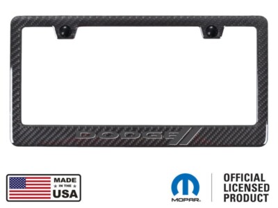 Dodge Black Real 3K Carbon Fiber ABS Plastic License Plate Frame Ghost Effect