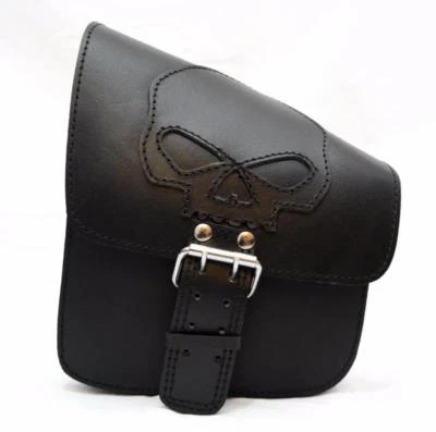 Sacoche latérale en Cuir Tête de Mort / SKULL Harley Softail Fatboy breakout VN