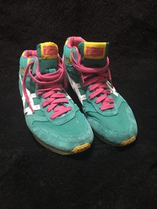 pink and yellow sneakers