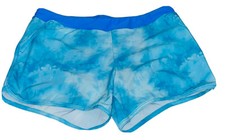 Lands  End Girls 16 Plus Blue Watercolor Swim Shorts Lined Boyshort
