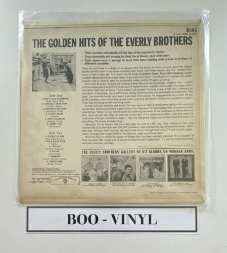 THE EVERLY BROTHERS The Golden Hits Of Vinyl Record Album LP Warner Bros EX - Picture 2 of 7