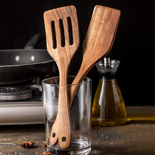 Juego de cucharas de madera de acacia de 5 piezas - Utensilios de cocina antiadherentes para cocinar - Imagen 4 de 12