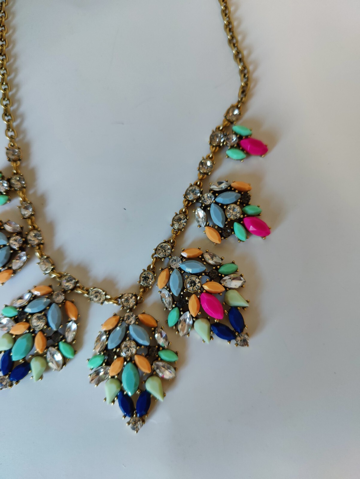 J.Crew Statement Necklace Multicolored Stones Gol… - image 3