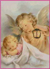 Baby Girl with Guardian Angel Counted Cross Stitch Chart No.50-102