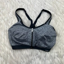 VSX Women's 32D Heathered Gray High Support Front Closure Zip Sports Bra
