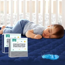 Crib Mattress Protector Sheets Waterproof Quilted Pad Cover 2 Pack 28"x52"