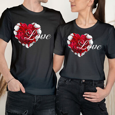 Rosen Liebe Happy Valentinstag Liebe Ziele Paar passende T-Shirts #VD