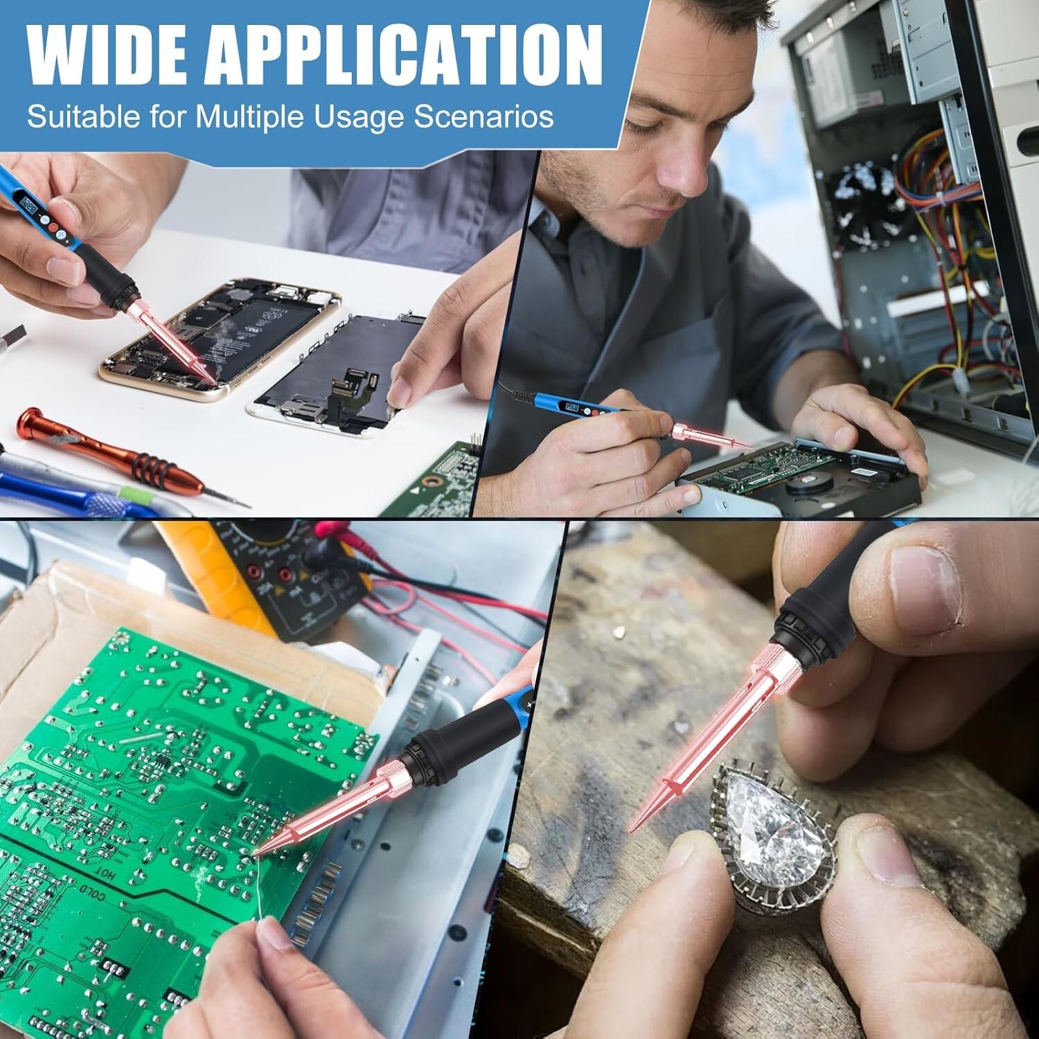 Soldering Iron Electric Gun Adjustable Temperature 90W Welding Solder Wire Kit