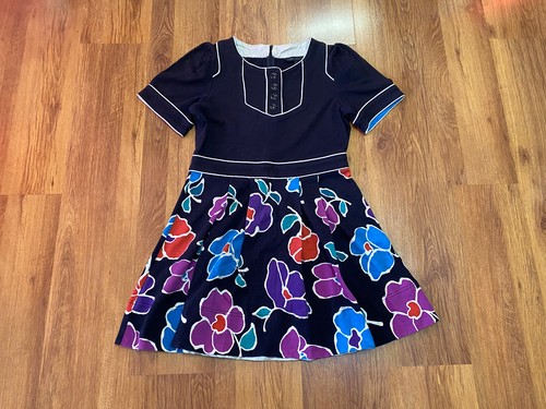 MARC BY MARC JACOBS MULTICOLORED STRETCH JERSEY FIT AND FLARE FLORAL DRESS-L - Picture 9 of 12