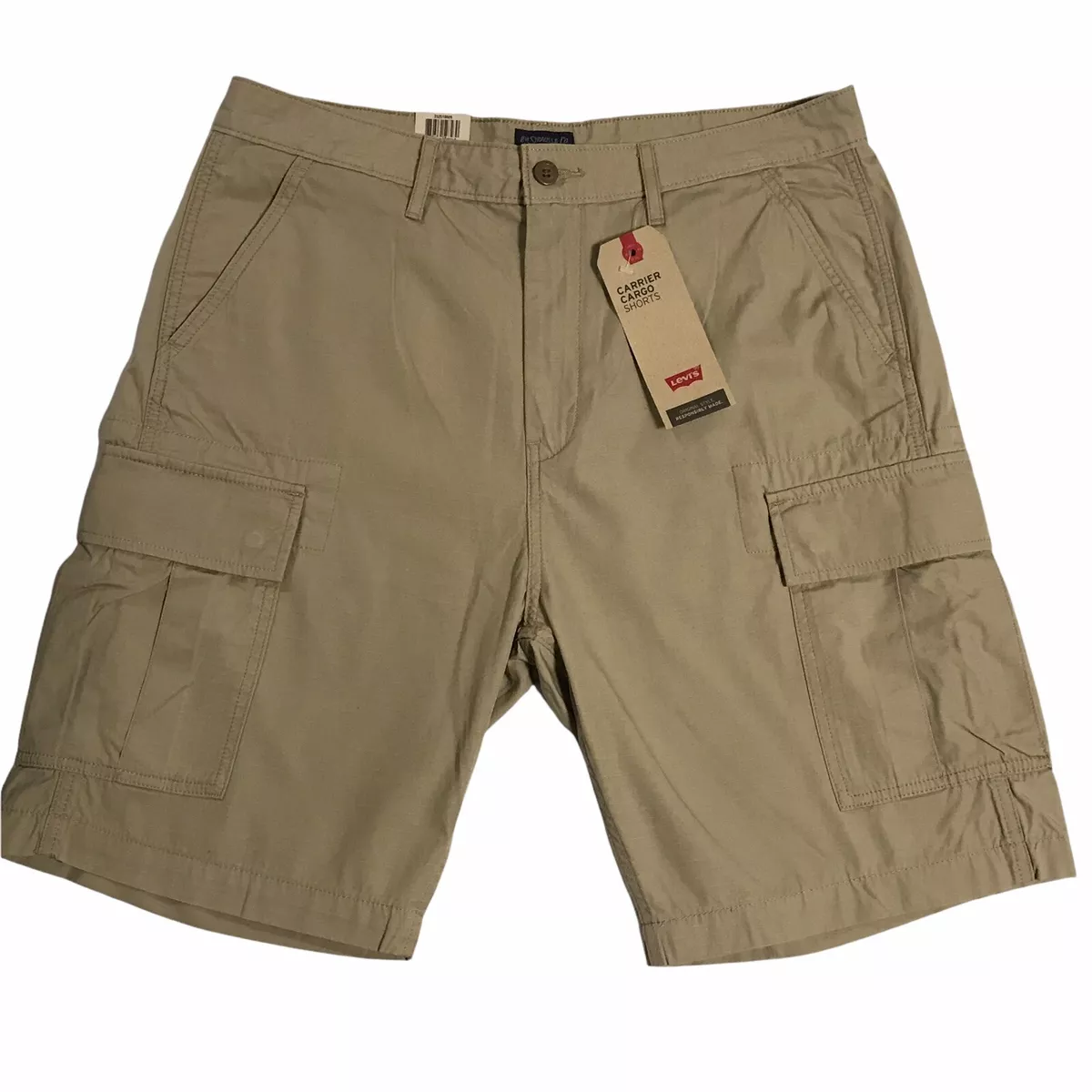 Levis Mens Carrier Cargo Shorts 32 36 Beige Khaki 100 Cotton Casual Stylish