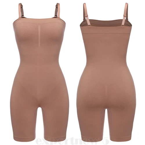 Seamless Bodysuit for Women Tummy Control Shapewear Mid-Thigh Full Body Shaper - Picture 24 of 35