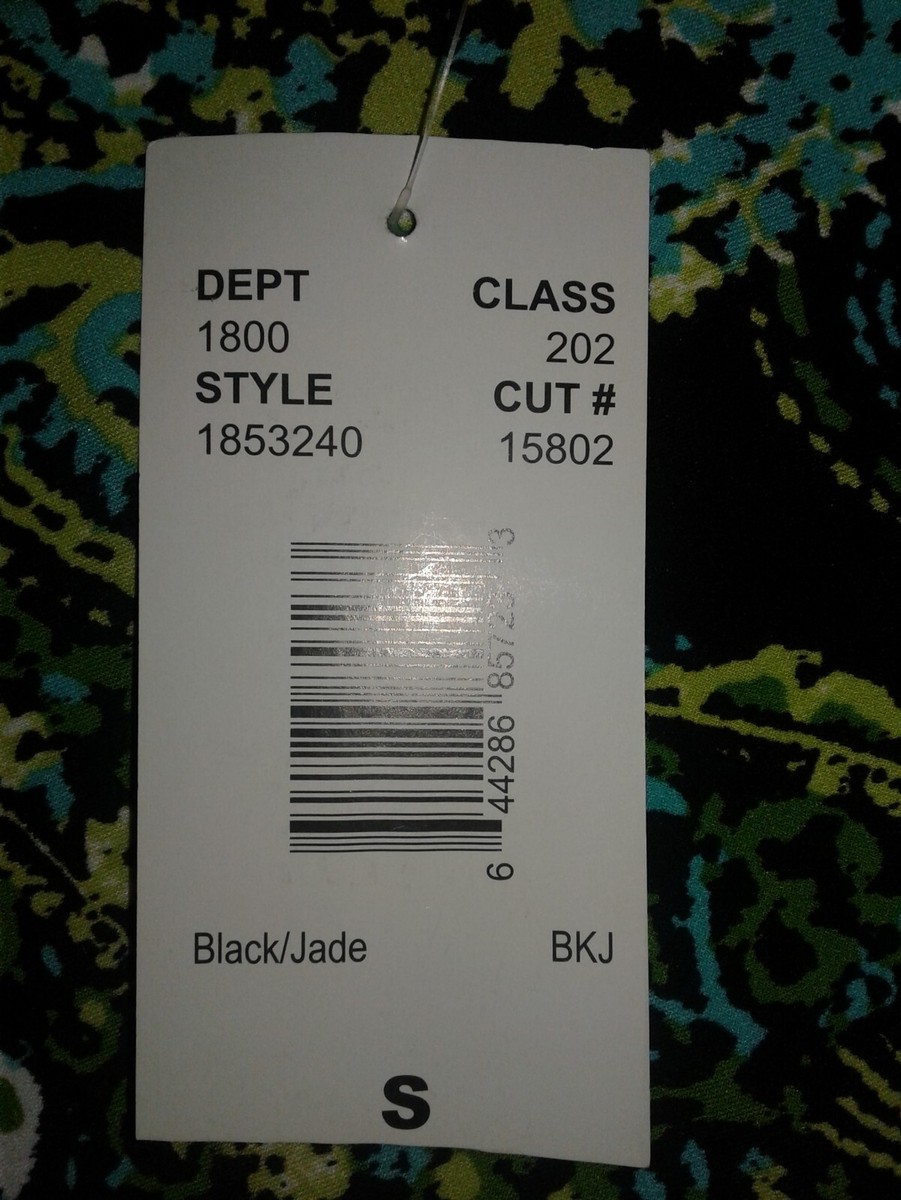 NEW Robbie Bee Paisley Shift Dress Black & Jade Green. Stretch