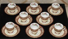 Antique Meito China Set of 8 Demitasse Cups  Saucers Hand Painted Japan