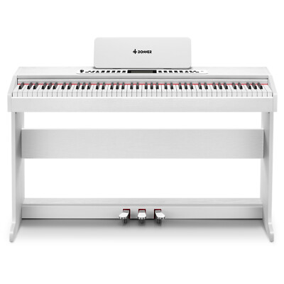 Digital Piano 88 Tasten gewichtete 600 Töne Rhythmen Weiß Keyboard Donner DDP-95