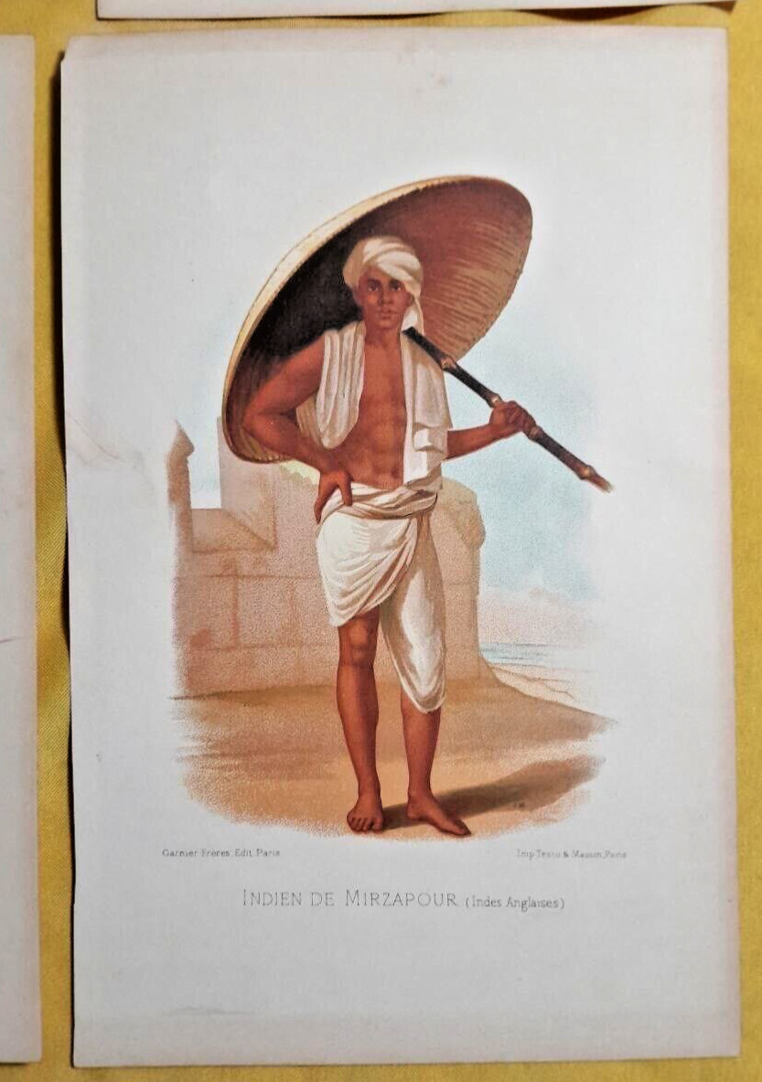 1876 VINTAGE INDIA INDIEN MIRZAPOUR ENGLAND ISLANDS COSTUME PARIS HUMAN RACE  C1
