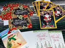 Christmas Card Lot, Merry Christmas / Seasons Greeting Cards and Thank You Cards