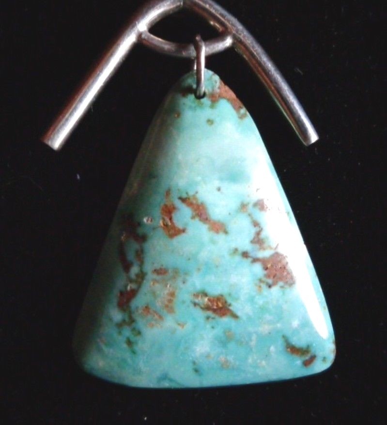LARGE STERLING SILVER TRIANGULAR SHAPE TURQUOISE … - image 3