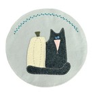 Handmade Felt Cat Table Topper Penny Rug Gray Pumpkin Fall Autumn